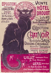 Affiche ter aankondiging van een tentoonstelling van het cabaret «Collection du Chat Noir» in het Hôtel Drouot, Parijs, mei 1898