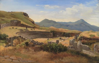 De Ruïnes van het Antieke Theater in Tusculum, Italië