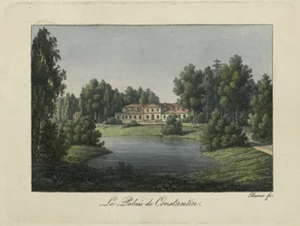 Uitzicht op het Constantijnpaleis in Pavlovsk, 1810s