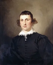 Portret van een heer, waarschijnlijk de heer Lyte, in zwart Van Dyck-kostuum, 1769