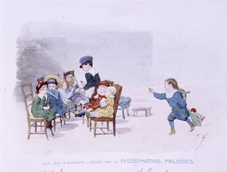 Kinderspelen: De school - tek. door Lobrichon, ed. door Phosphatine Falières, ca. 1920