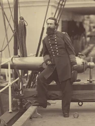 [Admiral David Dixon Porter op het dek van zijn vlaggenschip de "Malver" na de overwinning bij Ft. Fisher, North Carolina].