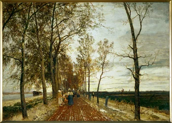 Allee bei Amsterdam - weg met bomen bij Amsterdam (olieverf op doek)