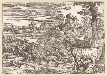Landschap met melkmeid
