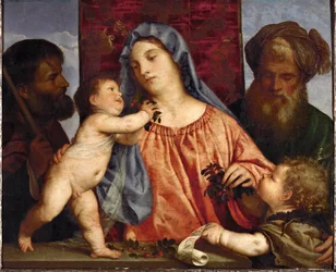Madonna met kersen ... (olieverf op doek)
