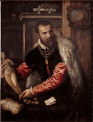 Portret van de antiquair en verzamelaar Jacopo Strada