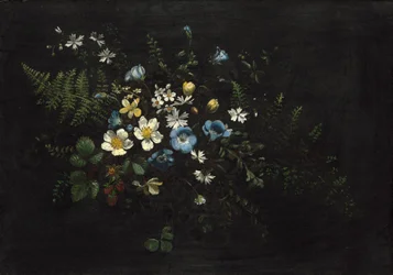 Tros bloemen en varens