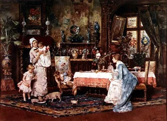 Moeder en kind in een elegant interieur