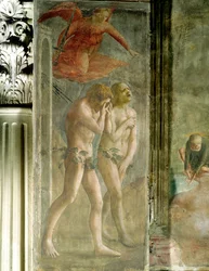 Adam en Eva verdreven uit het Paradijs, ca. 1427 (vóór de restauratie)