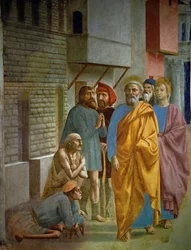 De schaduw van Sint Pieter valt op de zieken (fresco)