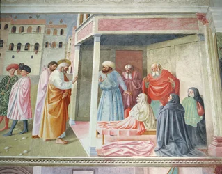 De opstanding van Tabitha, ca. 1425-28 (fresco)