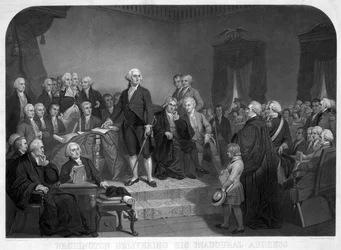 Washington houdt zijn inaugurele rede in april 1789