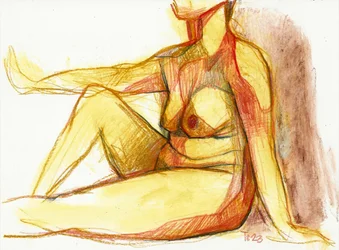 Tekening van een liggend naakt
