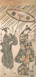 De Acteurs Nakamura Tomijiro in de Rol van Ono no Komachi en Sanogawa Ichimatsu, ca. 1756