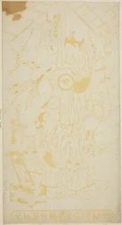 De acteurs Tamazawa Saijiro I als de page Umezaburo en Segawa Kikunojo I als Oroku in het stuk "Sazareishi Suehiro Genji," opgevoerd in het Nakamura Theater in de eerste maand, 1744