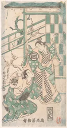 Scène uit het drama Hatsu-tori Kuruma Genji