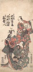 Scène uit het Drama Matsu wa tai fusuma no wakesato, 1757 of 1758