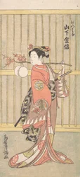 De acteur Yamashita Kinsaku in de rol van Mutsuhana, ca. 1767