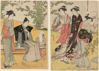 Een Uitje bij Hagidera, uit de serie "Een Brokaat van Oosterse Manieren (Fuzoku Azuma no nishiki)"