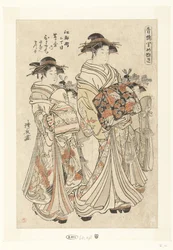 Courtisane Hitomachi uit het Tsutaya huis met haar kamuro Sanae en Matsuyo