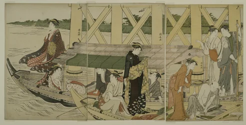Pleziervaartuigen onder de Azuma-brug, c.1784