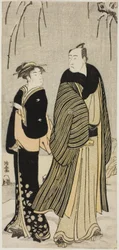 De acteur Matsumoto Koshiro IV en een geisha, uit een ongetitelde serie prenten die acteurs in hun privéleven tonen