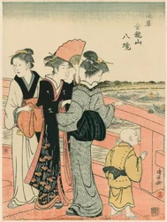 Het waterfestival bekijken vanaf de Azuma-brug, uit de serie "Acht wijken van de Kinryuzan-tempel in Asakusa (Asakusa Kinruzan hakkei)"