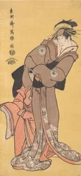 Acteur Segawa Tomisaburo II als de courtisane Toyama en acteur Ichikawa Kurizo als Higashi...
