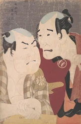 Nakajima Wadaemon en Nakamura Konozo als Bodara no Chozaemon en Kanagawaya no Gon in de ..., 1794
