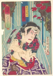 Fantasieportret, Shuihuzhuan van het toneel: Tōryūdai (Mitate Suikoden Tōrōdai) - Acteur Ichikawa Sadanji speelt Hanaoshō Shinkichi
