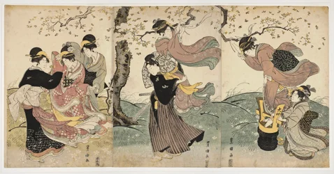 Japanse kunst: bloemen in de wind