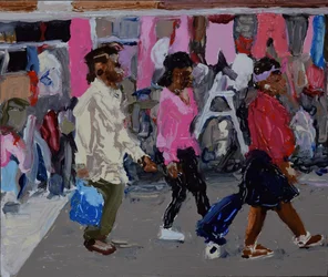 Markthandelaars (Deptford, Londen), 2018 (olieverf op board)