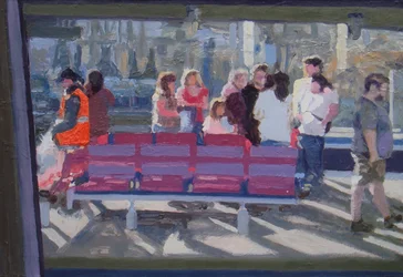 Gezien door het treinraam, 2010 (olieverf op board)