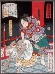 Ōhara Takejirō Takematsu bedwingt een kale demon