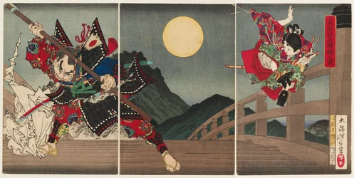 Yoshitsune en Benkei bij de Gojō Brug