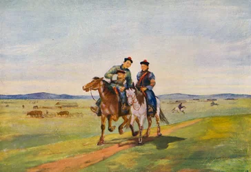 Liefde in de steppen (kleurenlitho)