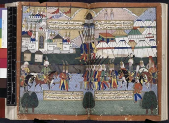 Ottomaanse leger van Lala Mustafa Pasha paradeert voor de muren van Tiflis uit 