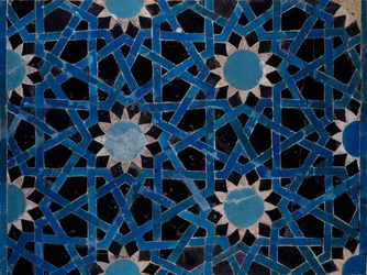 Paneel in faience versierd met geometrische motieven uit Konya, Turkije, Seltsjoekse beschaving