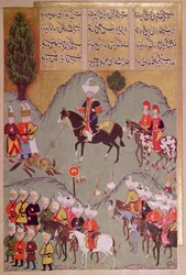 Sultan Murad I (ca. 1326-1389) jaagt op een wolf, uit 