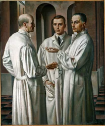 Drie chirurgen (schilderij op doek)