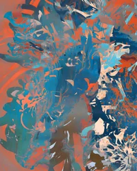 Oranje-blauw, vloeiend, abstract