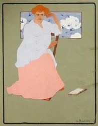 Vrouw voor raam (Lente), circa 1908, door Umberto Boccioni