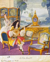 Scène in stijl van Lodewijk XIV, theatraal decor
