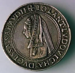 4-Testoon. Hertogdom Savoye, Italië, keerzijde: Iolanta Ludovica, hertogin van Savoye, 1497-1504