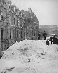 Een straat in Montreal in de winter, 19e eeuw