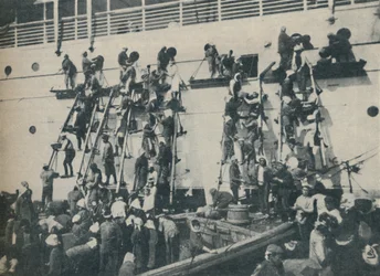 Een Nieuwe Methode van Kolenvullen in de haven van Yokohama, 1936