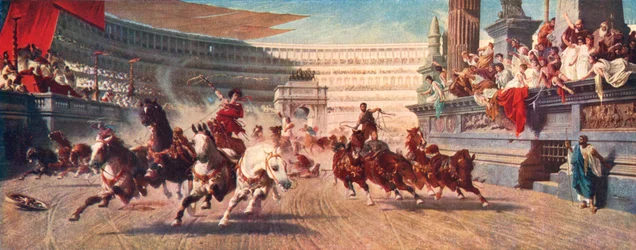 Een Romeinse wagenren, het Circus Maximus, 20e eeuw