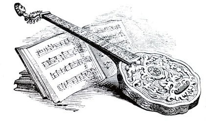 Een Tudor-citer en muziekboek