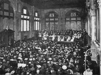 Een concert aan de Guildhall School of Music, Londen, ca. 1901