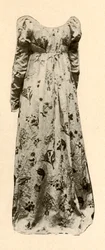 Een jurk van buffelglanzend chintz, gedragen door Madame Chevalier, ca. 1795, 1937